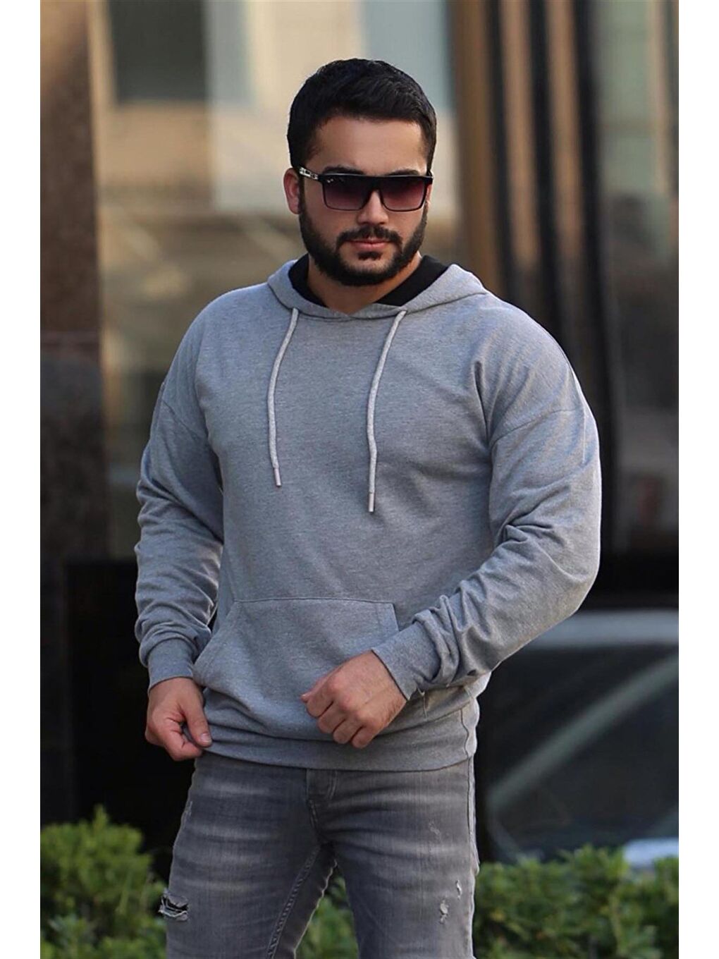 Antrasit Oversize Kapüşonlu Sweatshirt 2876-1