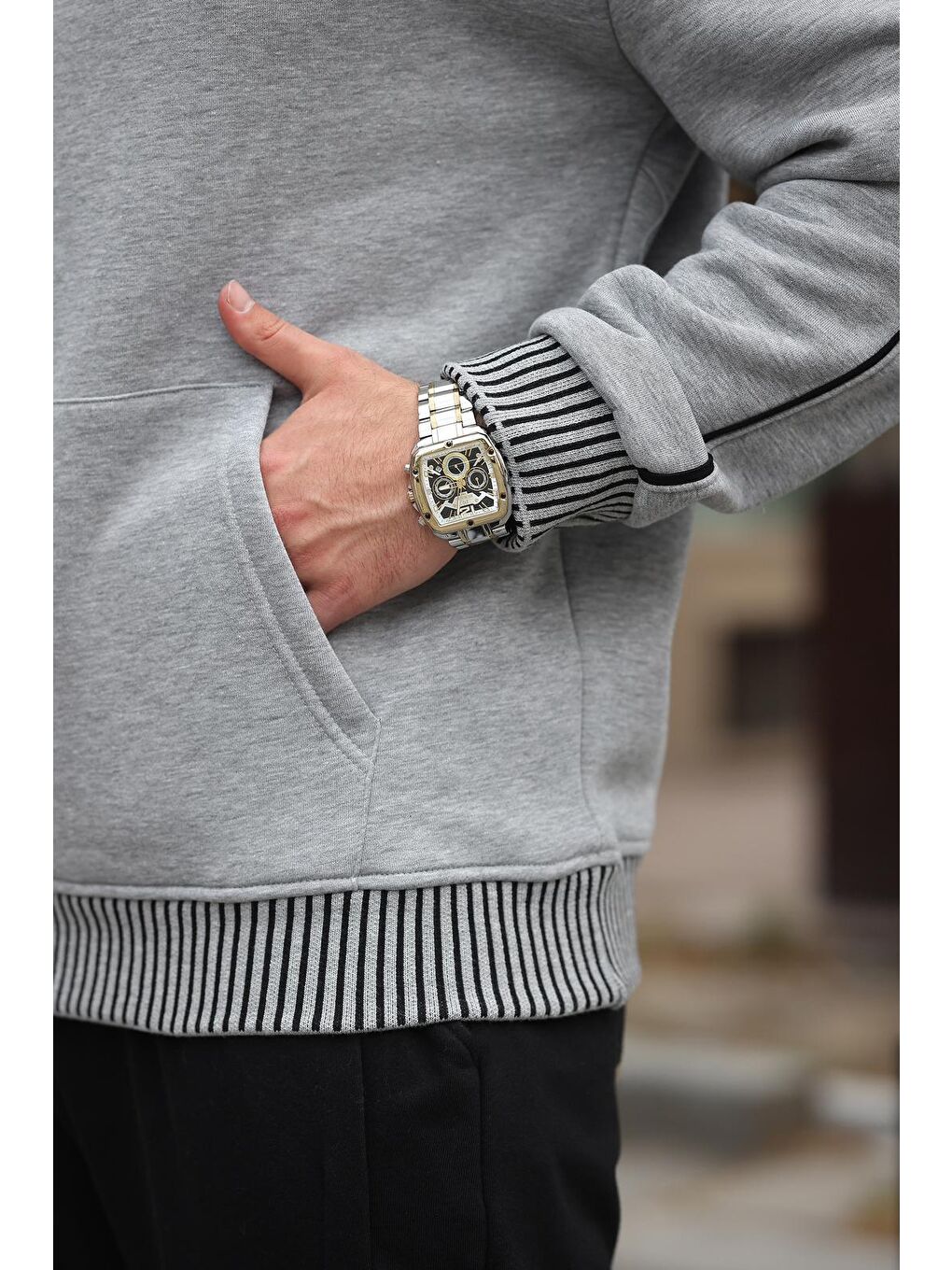 Grimelanj Kapüşonlu Kanguru Cep Erkek Sweatshirt E-3