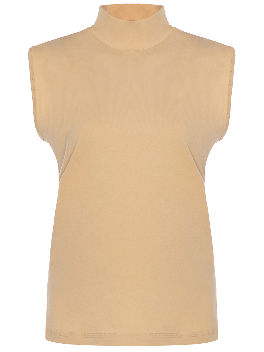 Bej Kadın Sıfır Kollu Pamuklu Elastanlı Balıkçı Yaka Fanila 1257