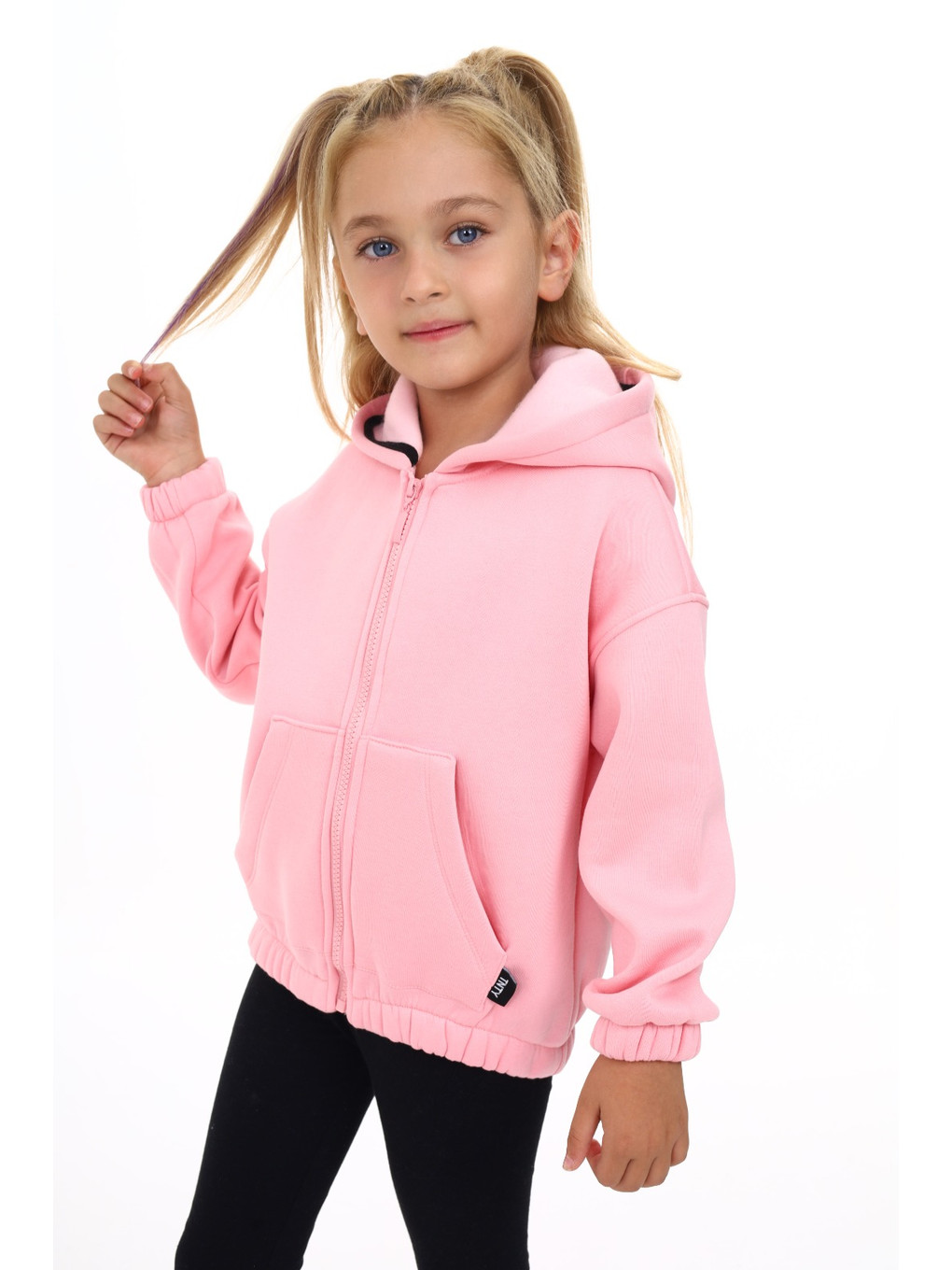 Pembe Kız Çocuk Kapüşonlu Hırka