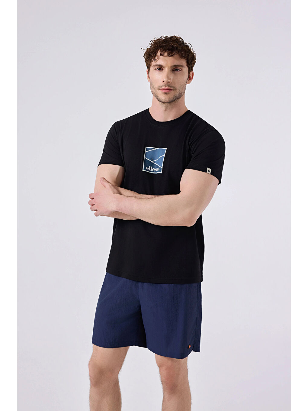 Siyah % 100 Pamuk Regular Fit Bisiklet Yaka Baskılı T Shirt 6SM5025-BK-2