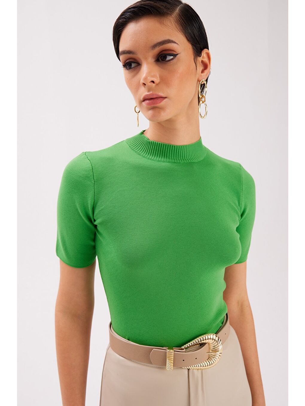 Yarım Balıkçı Triko - Yeşil-1