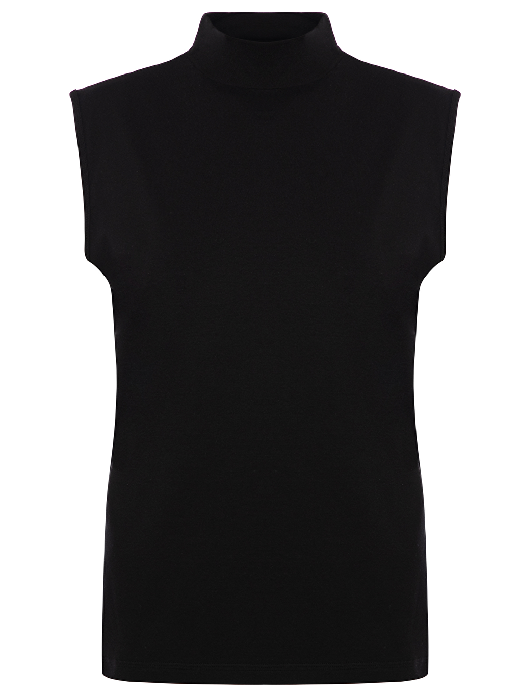 Siyah Kadın Sıfır Kollu Pamuklu Elastanlı Balıkçı Yaka Fanila 1257