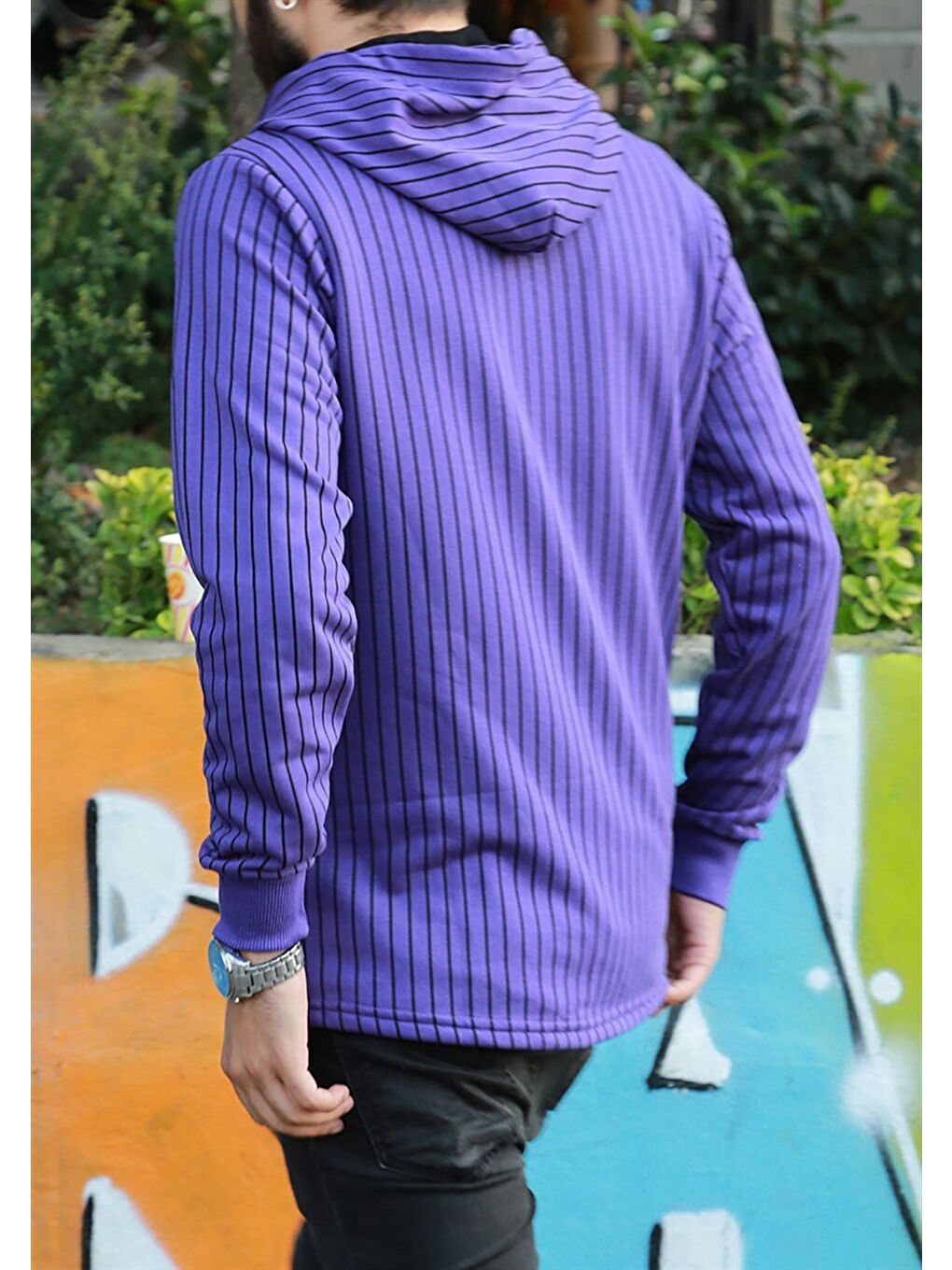 Kapüşonlu Sweatshirt Mor 2825-5