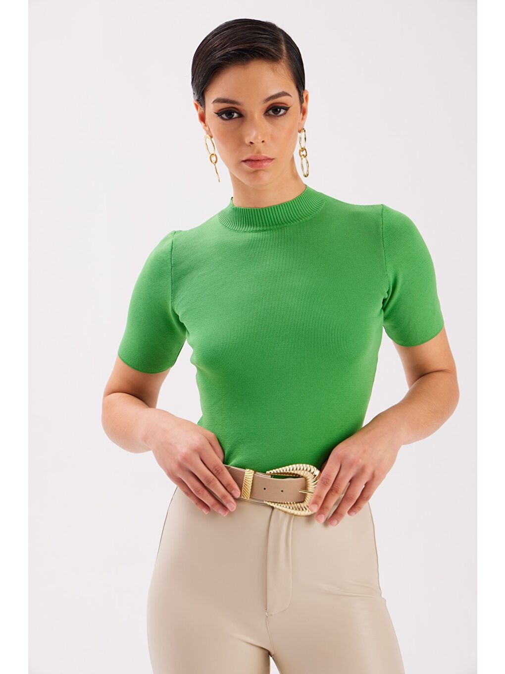 Yarım Balıkçı Triko - Yeşil-3