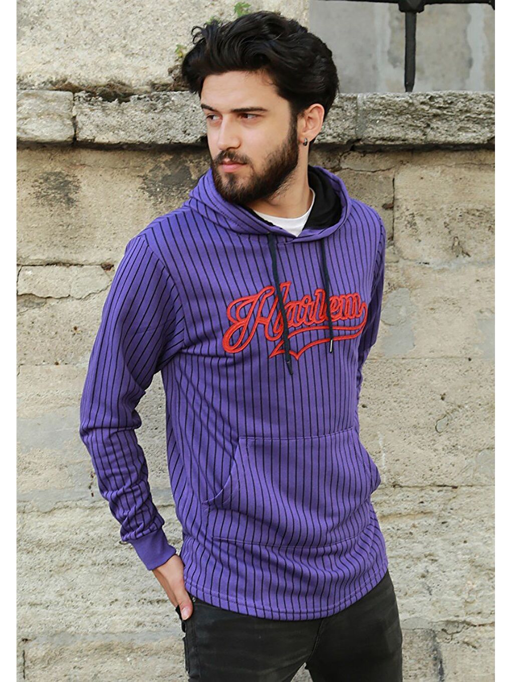 Kapüşonlu Sweatshirt Mor 2825-6