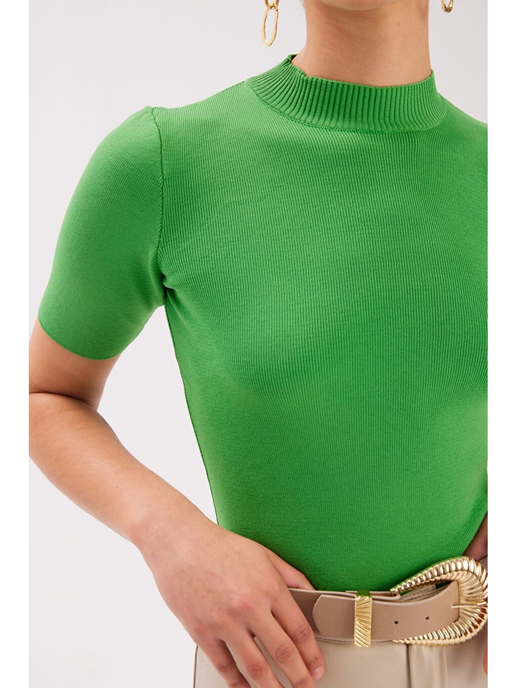 Yarım Balıkçı Triko - Yeşil-4