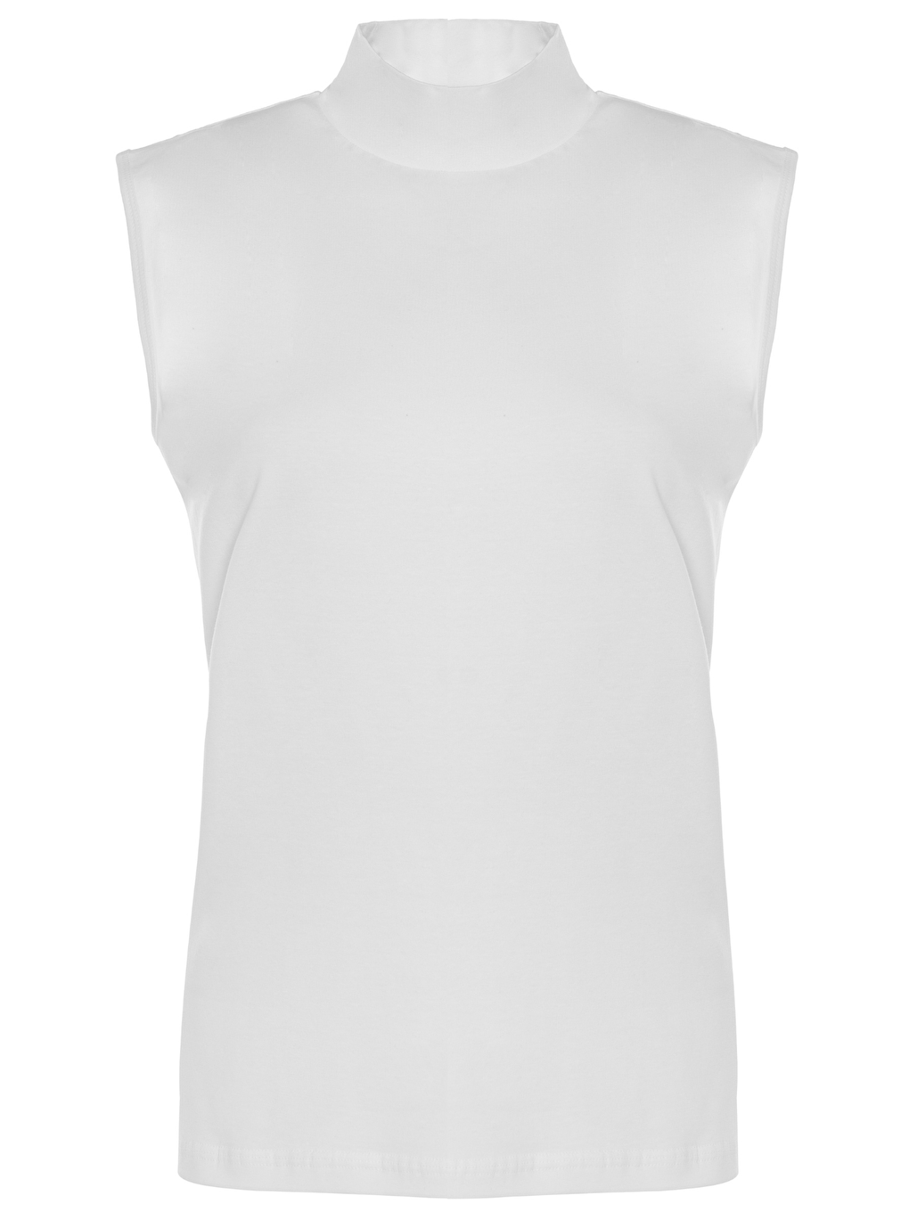 Beyaz Kadın Sıfır Kollu Pamuklu Elastanlı Balıkçı Yaka Fanila 1257