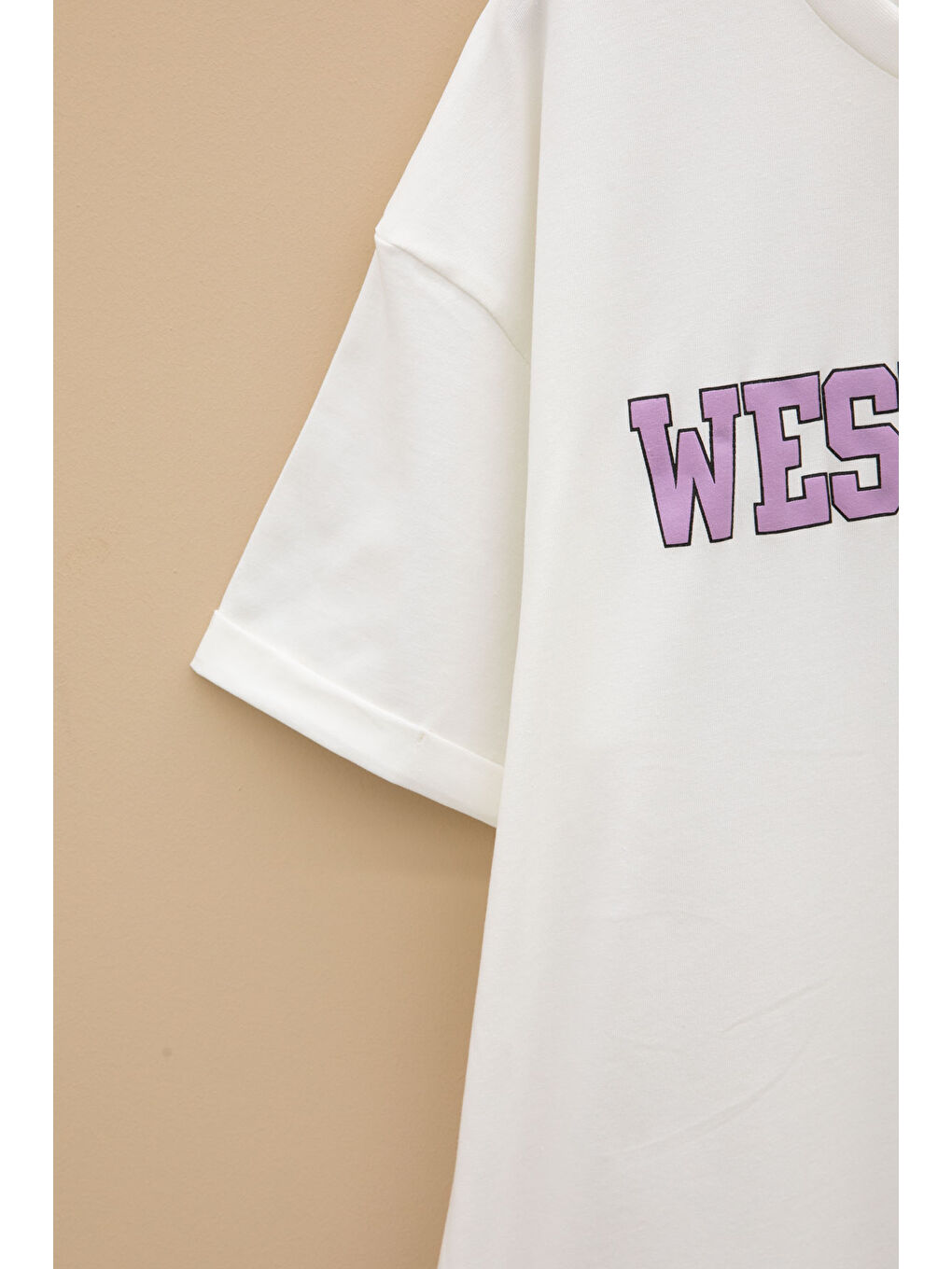 Ekru West Coast Yazılı Kısa Kol Kız Çocuk Bisiklet Yaka Tişört 20960-1
