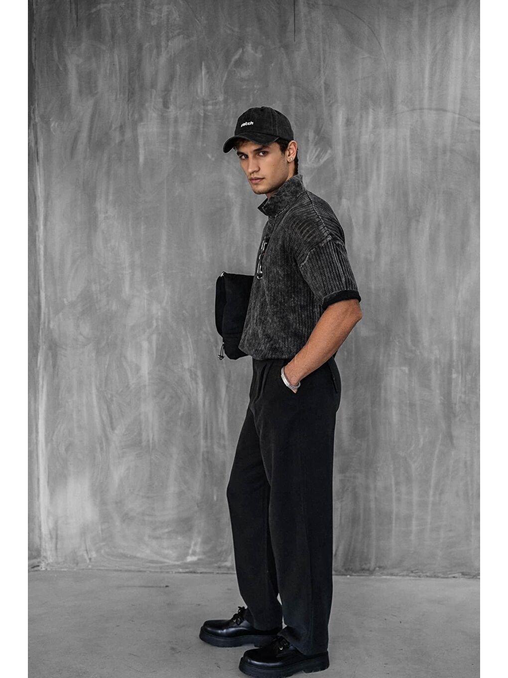 Erkek Polo Yaka Regular Fit Triko Tişört Siyah-6