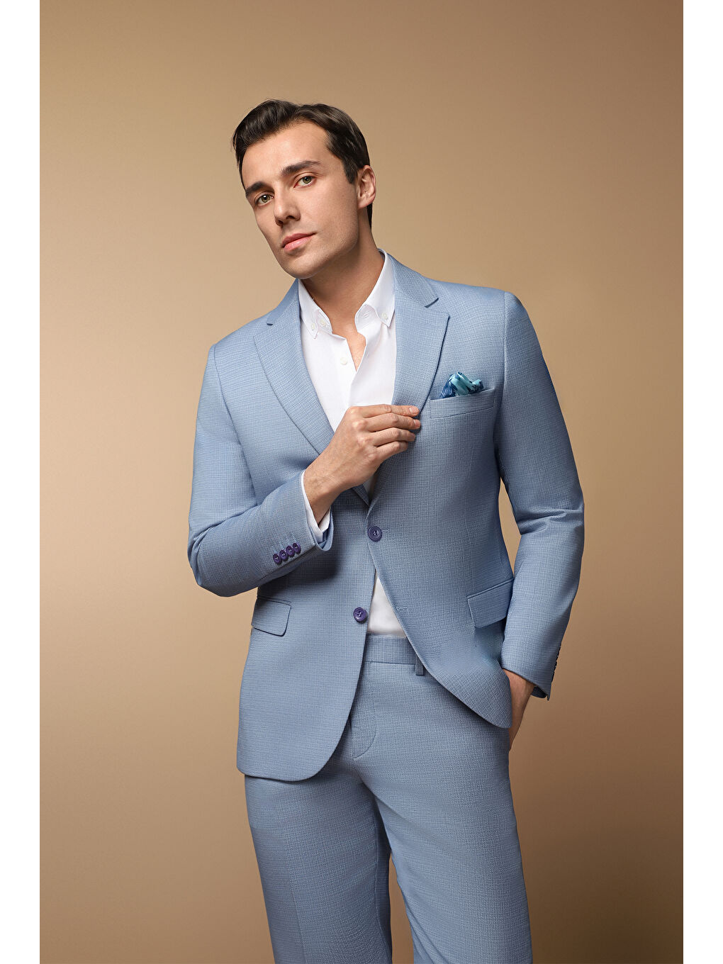 Mavi Regular Fit Klasik Desenli Takım Elbise-1