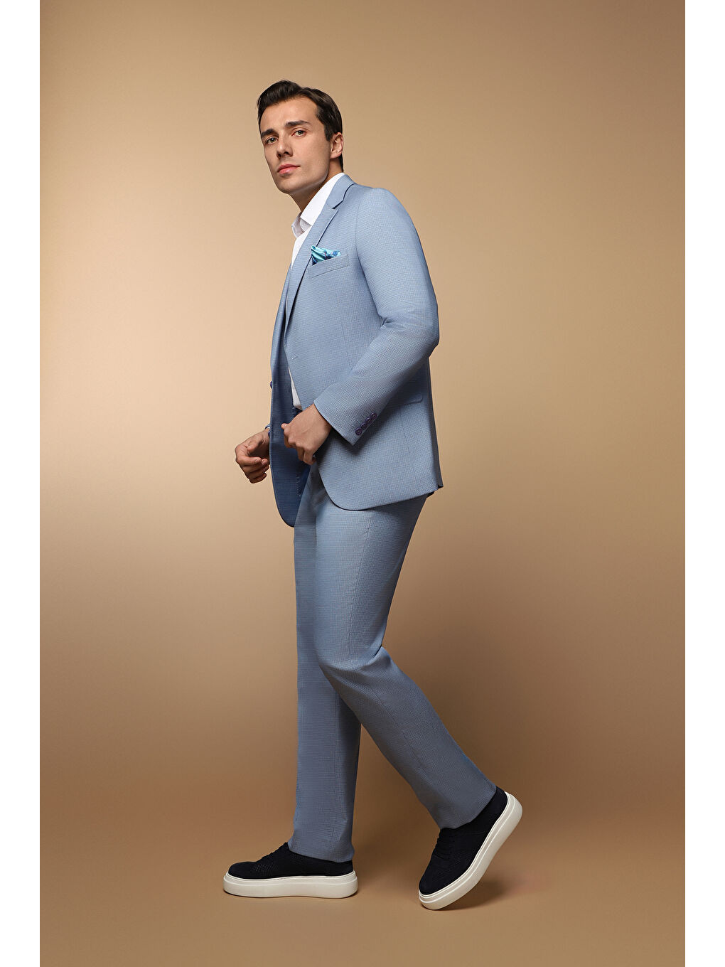 Mavi Regular Fit Klasik Desenli Takım Elbise-2