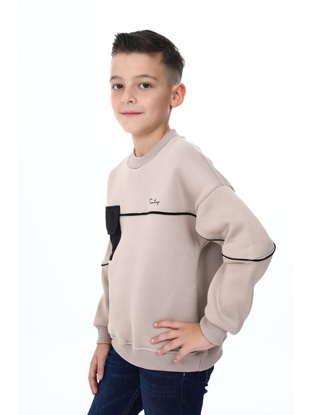 Toontoykids Bej Erkek Çocuk Baskılı Sweatshirt - 1