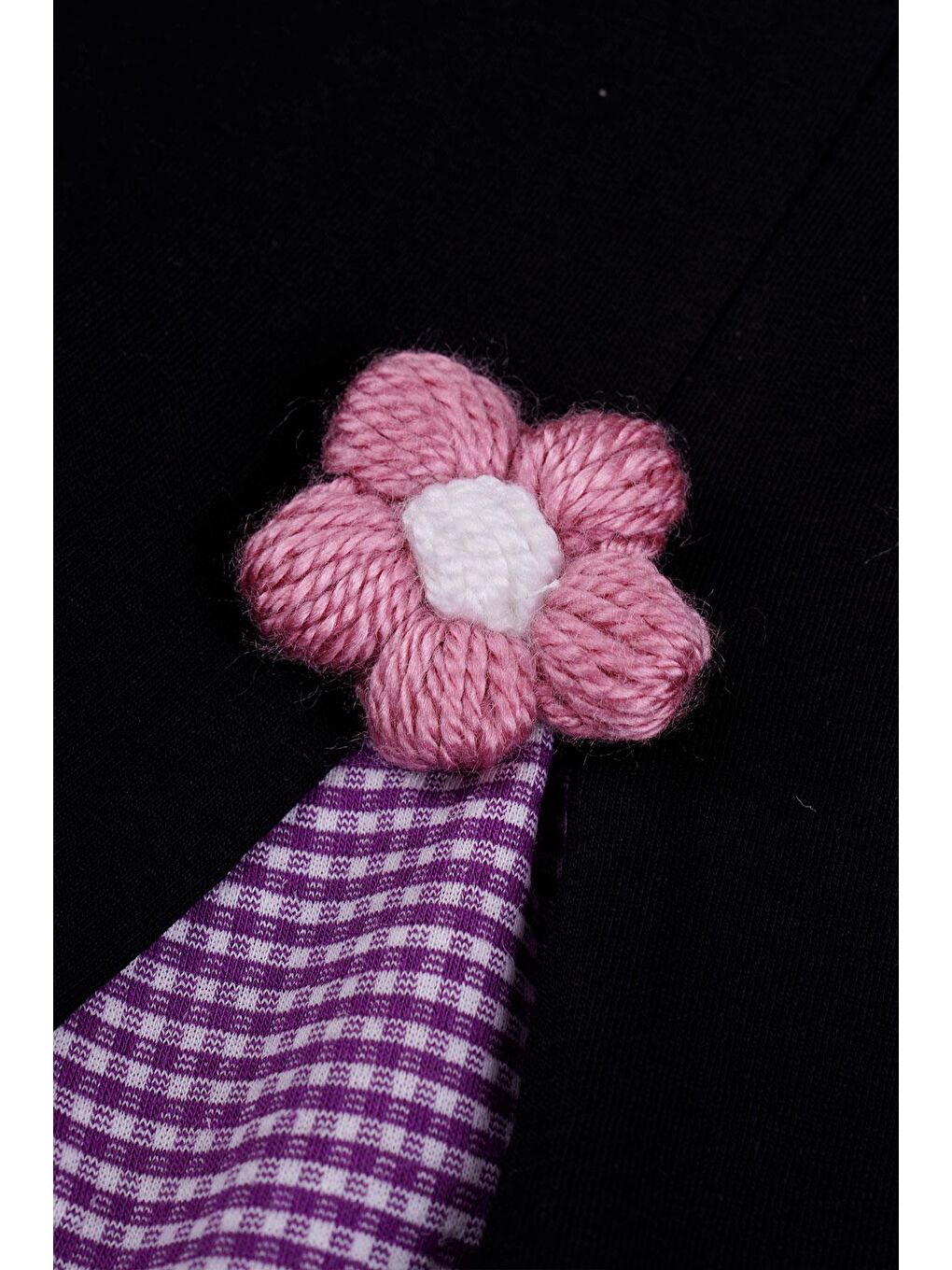 Kısa Kol Çiçek Işlemeli Renkli Kurdale Detaylı Mor Renk Kız Çocuk Taytlı Takım-1