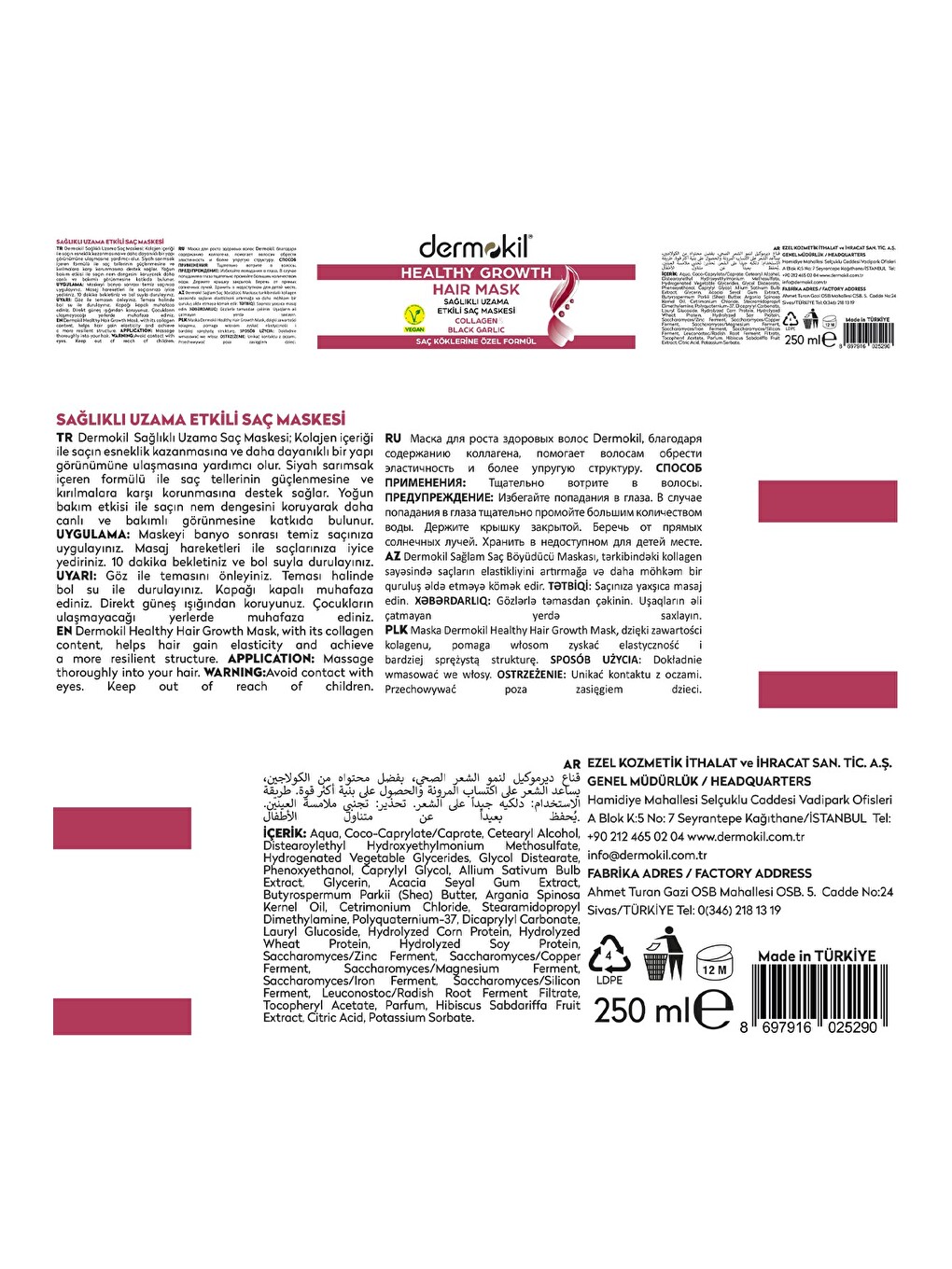 Kolajen Siyah Sarımsak Saç Bakım Maskesi 250 ml-6