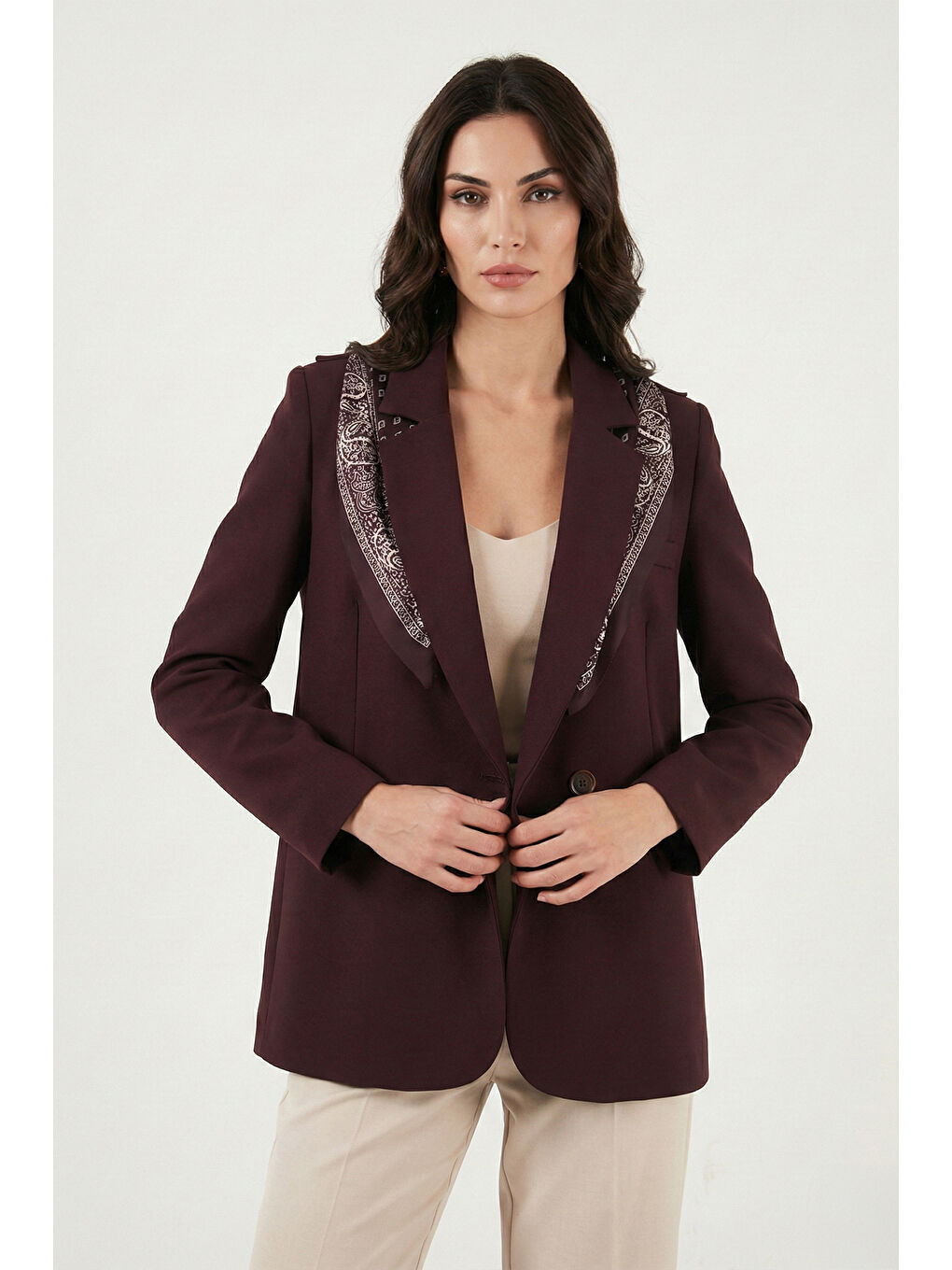 Mürdüm Slim Fit Şal Detaylı Kruvaze Yaka Kadın Ceket 6927665-1