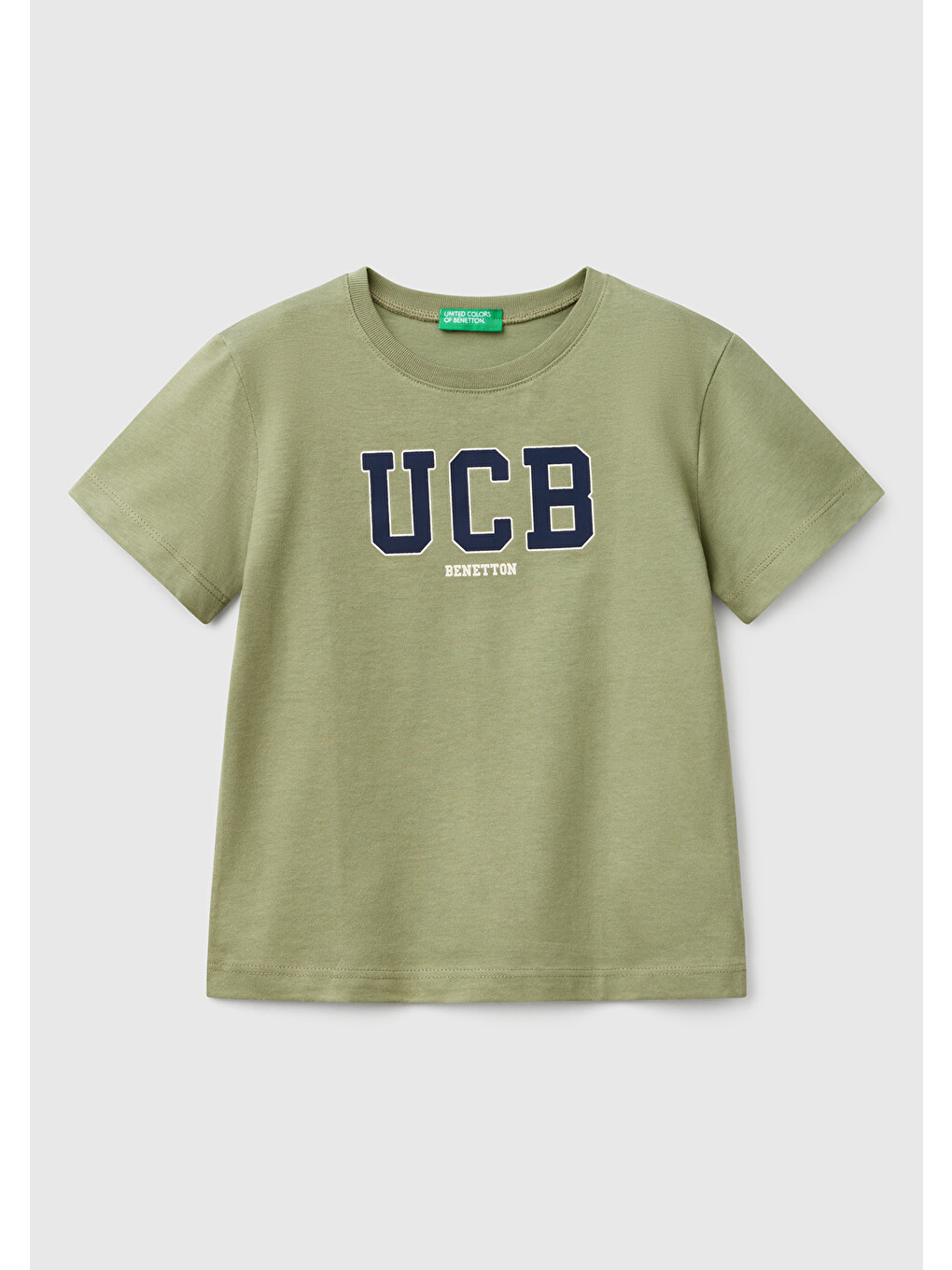 Erkek Çocuk Haki Benetton Logo Baskılı T-shirt
