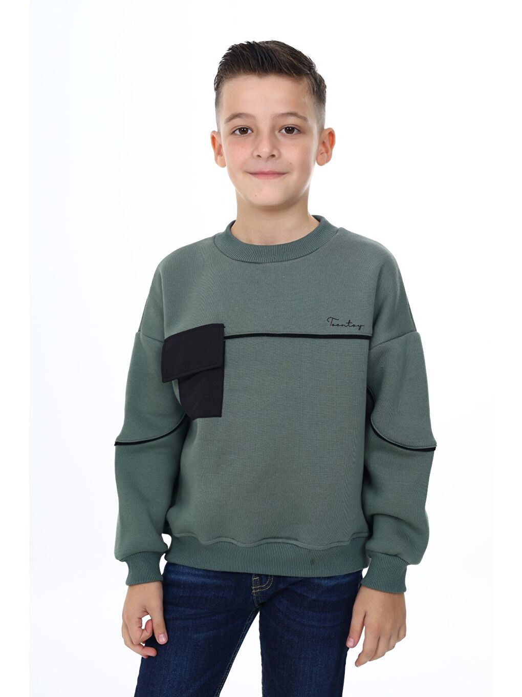 Toontoykids Yeşil Erkek Çocuk Baskılı Sweatshirt