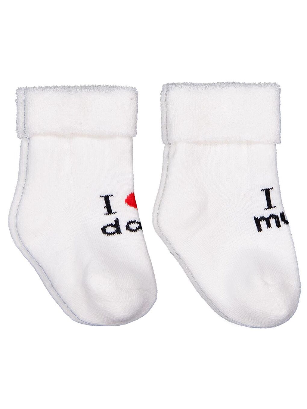 Beyaz Baby I Dad Kıvrık Havlu 6-18 Ay 2'li Bebek Kız Çorap Set - Standart