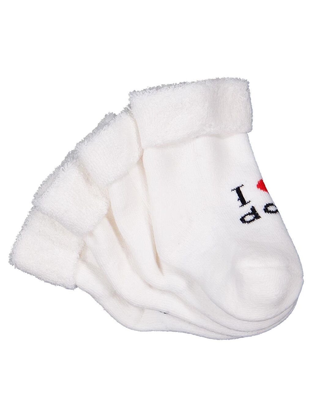 Beyaz Baby I Dad Kıvrık Havlu 6-18 Ay 2'li Bebek Kız Çorap Set - Standart-3