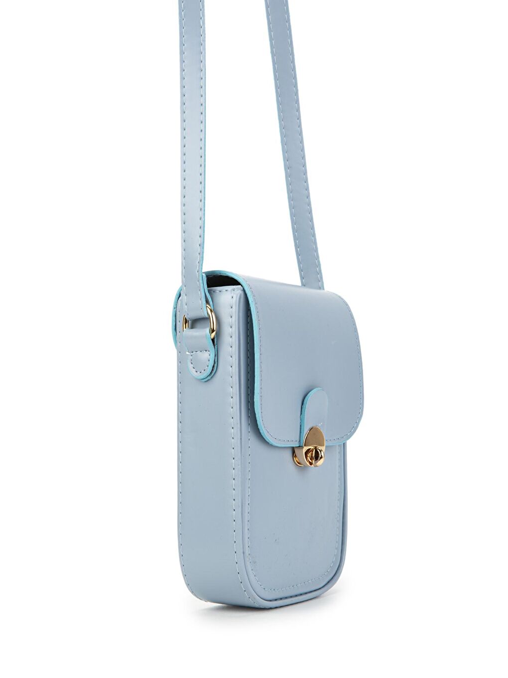 Suni Deri Tenyo Telefonluk  Kadın Çapraz Çanta Mavi-3