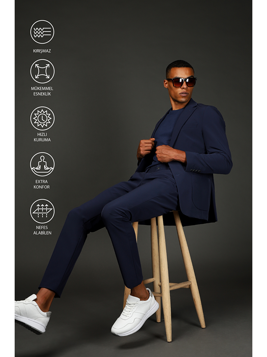 Lacivert Techno-Line Super Slim Fit Ekstra Dar Kesim Klasik Takım Elbise