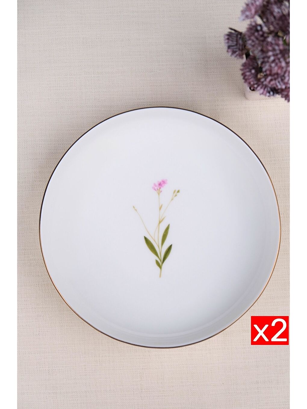 Karışık Porselen Natura Çuha Altın Yaldız Çukur Tabak 18,50cm 2 li