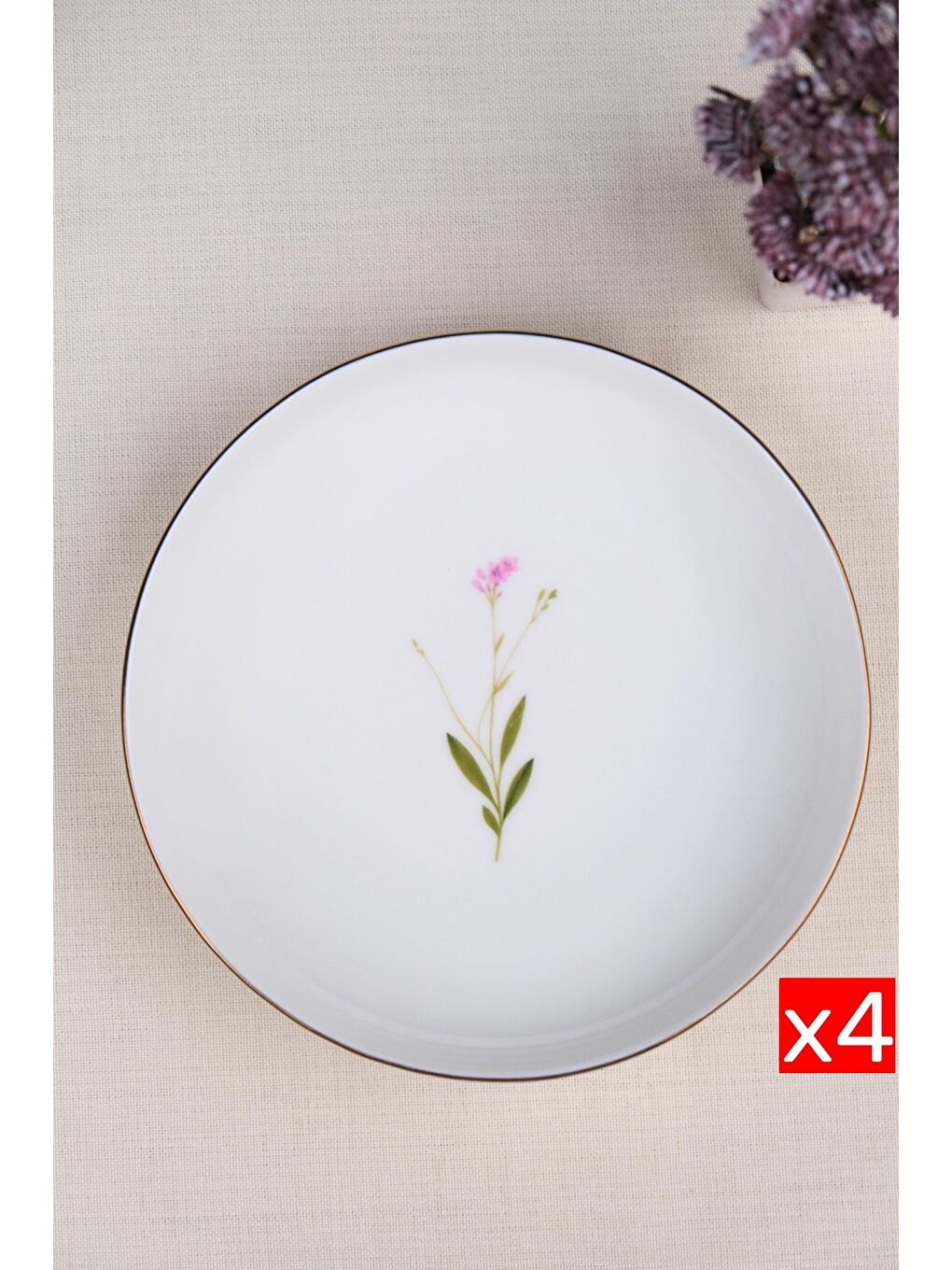 Karışık Porselen Natura Çuha Altın Yaldız Çukur Tabak 18,50cm 4 lü