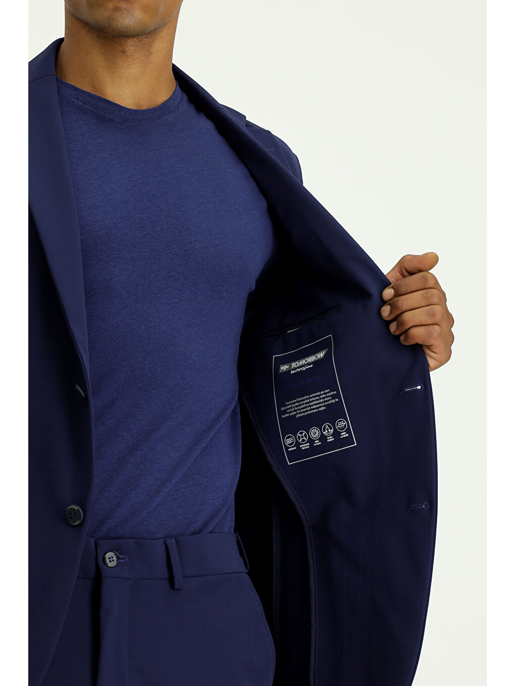 Lacivert Techno-Line Super Slim Fit Ekstra Dar Kesim Klasik Takım Elbise-6