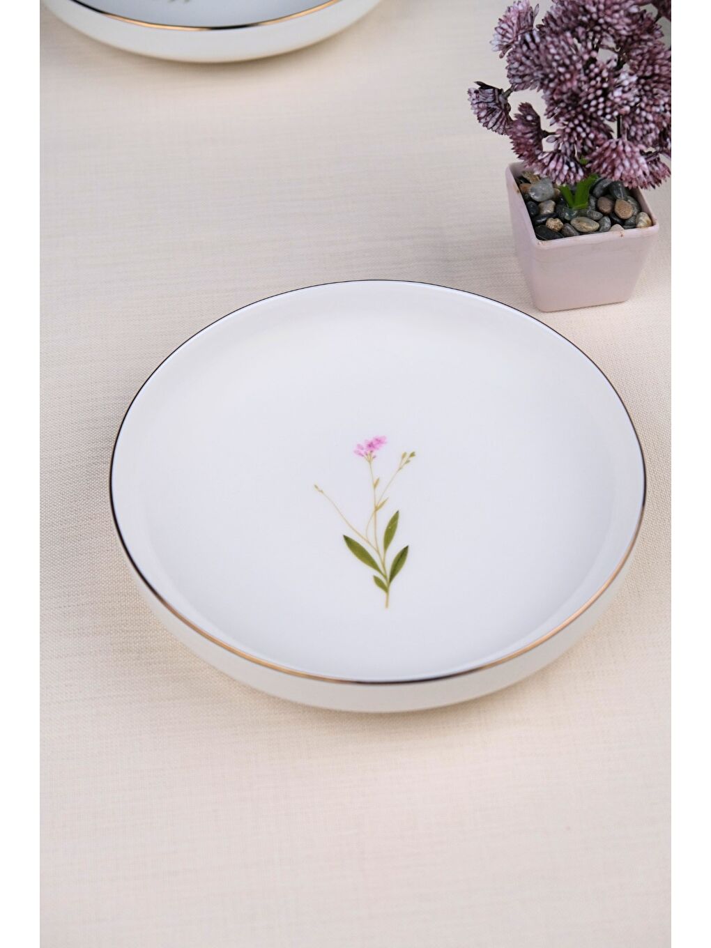 Karışık Porselen Natura Çuha Altın Yaldız Çukur Tabak 18,50cm 4 lü-2