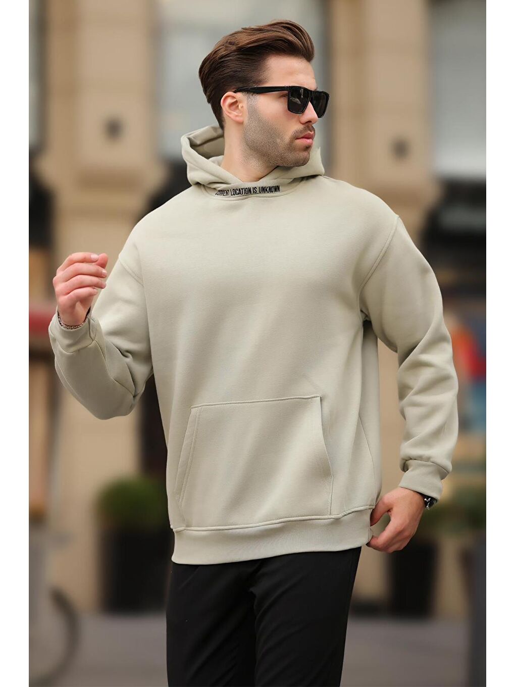 Çağla Yeşili Kapüşonlu Nakış Detaylı Sweatshirt 7099-1