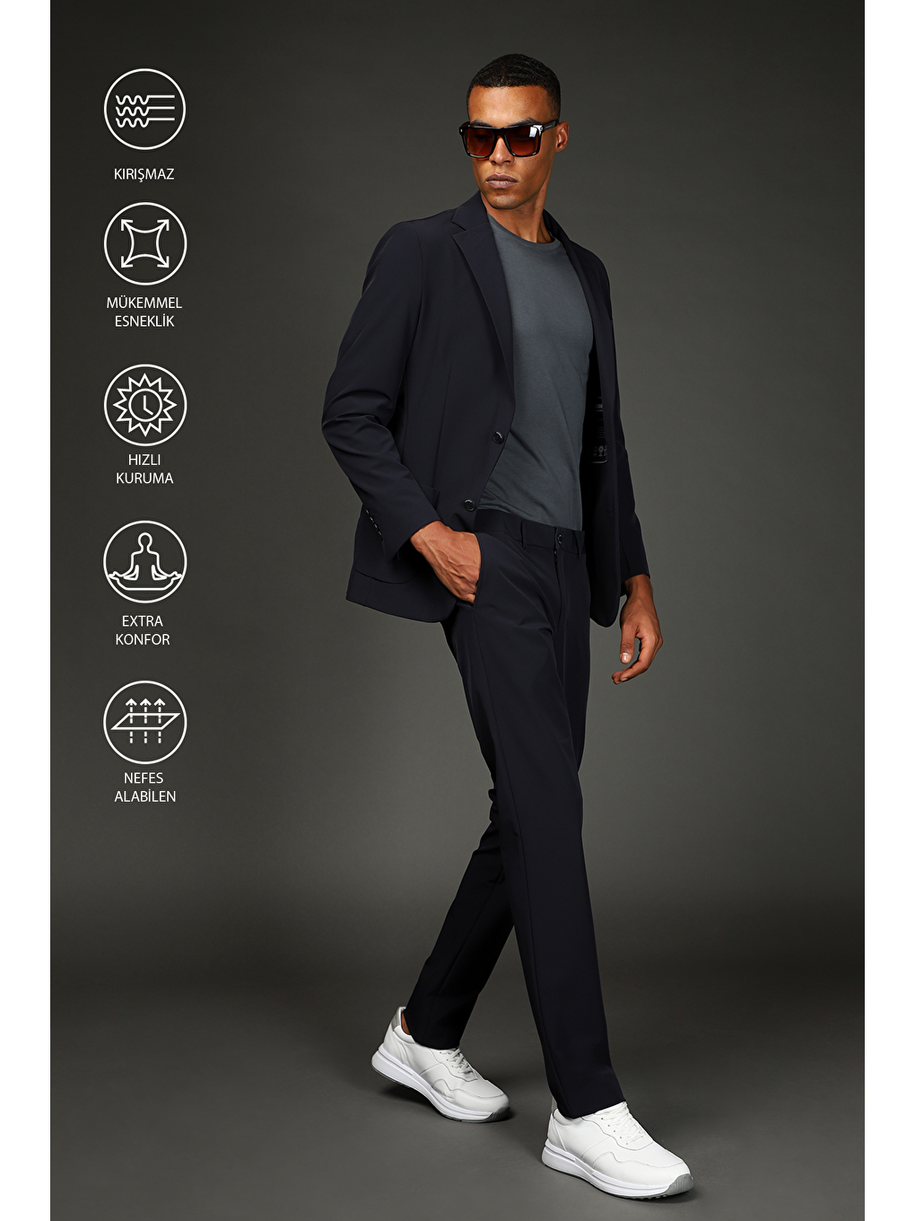 Lacivert Techno-Line Super Slim Fit Ekstra Dar Kesim Klasik Takım Elbise