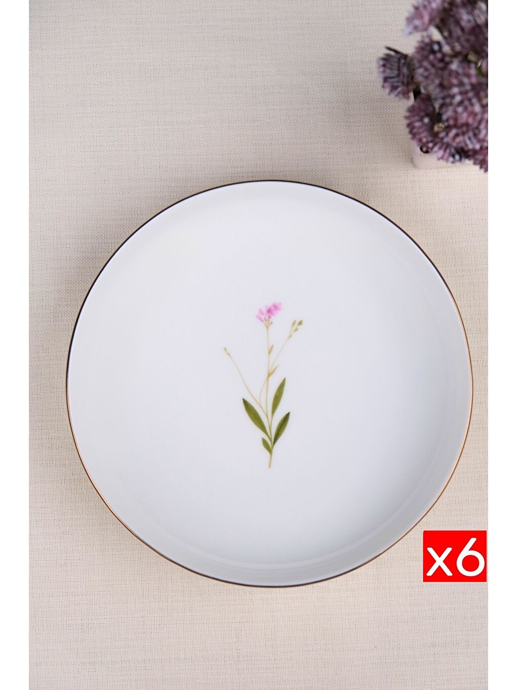 Karışık Porselen Natura Çuha Altın Yaldız Çukur Tabak 18,50cm 6 lı