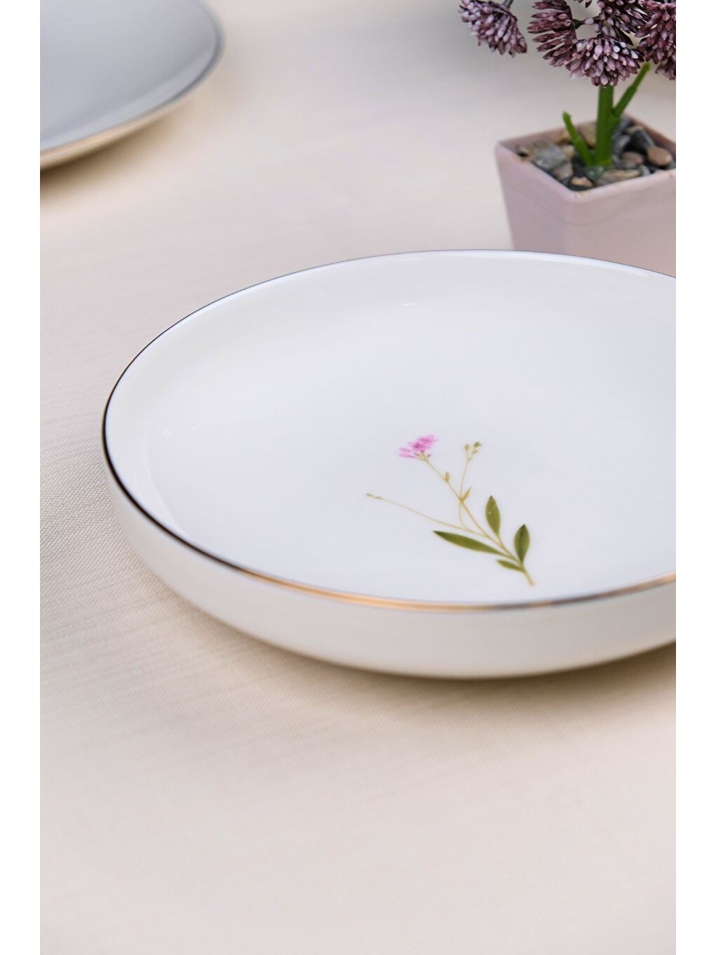 Karışık Porselen Natura Çuha Altın Yaldız Çukur Tabak 18,50cm 6 lı-4