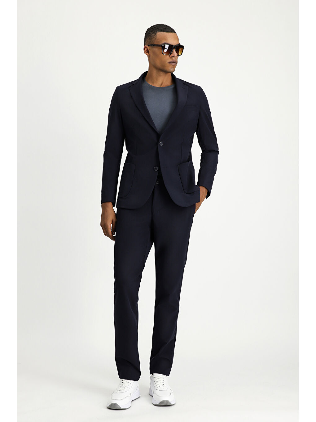 Lacivert Techno-Line Super Slim Fit Ekstra Dar Kesim Klasik Takım Elbise-3