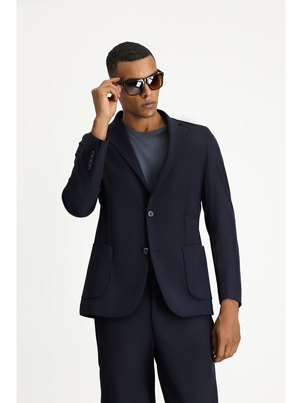 Lacivert Techno-Line Super Slim Fit Ekstra Dar Kesim Klasik Takım Elbise-4