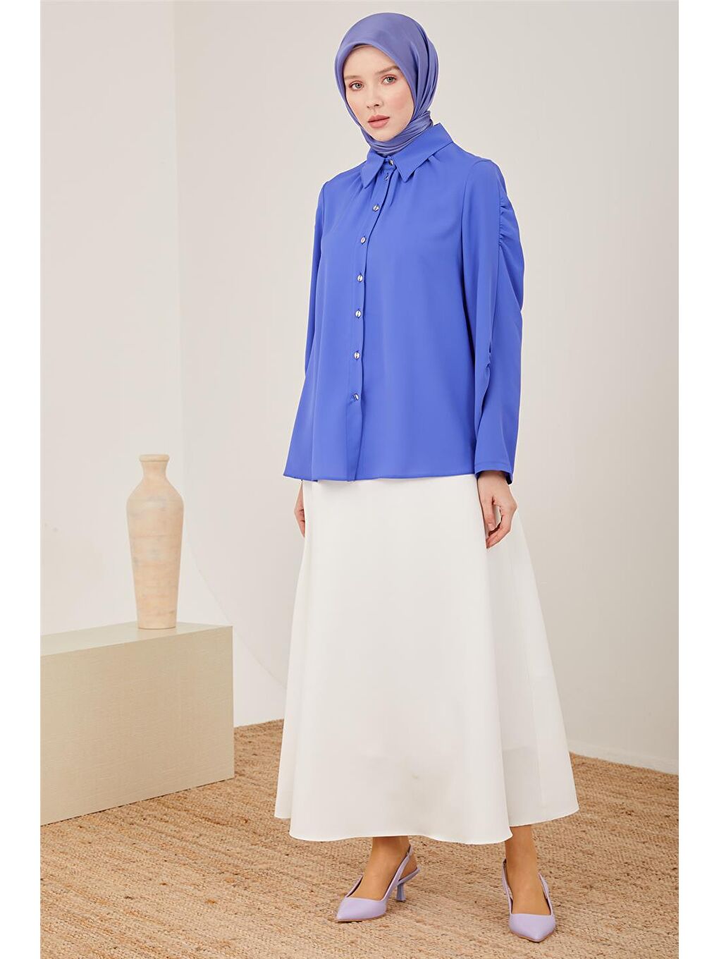 Mor Büzgü Detaylı Gömlek 23Y3317-1