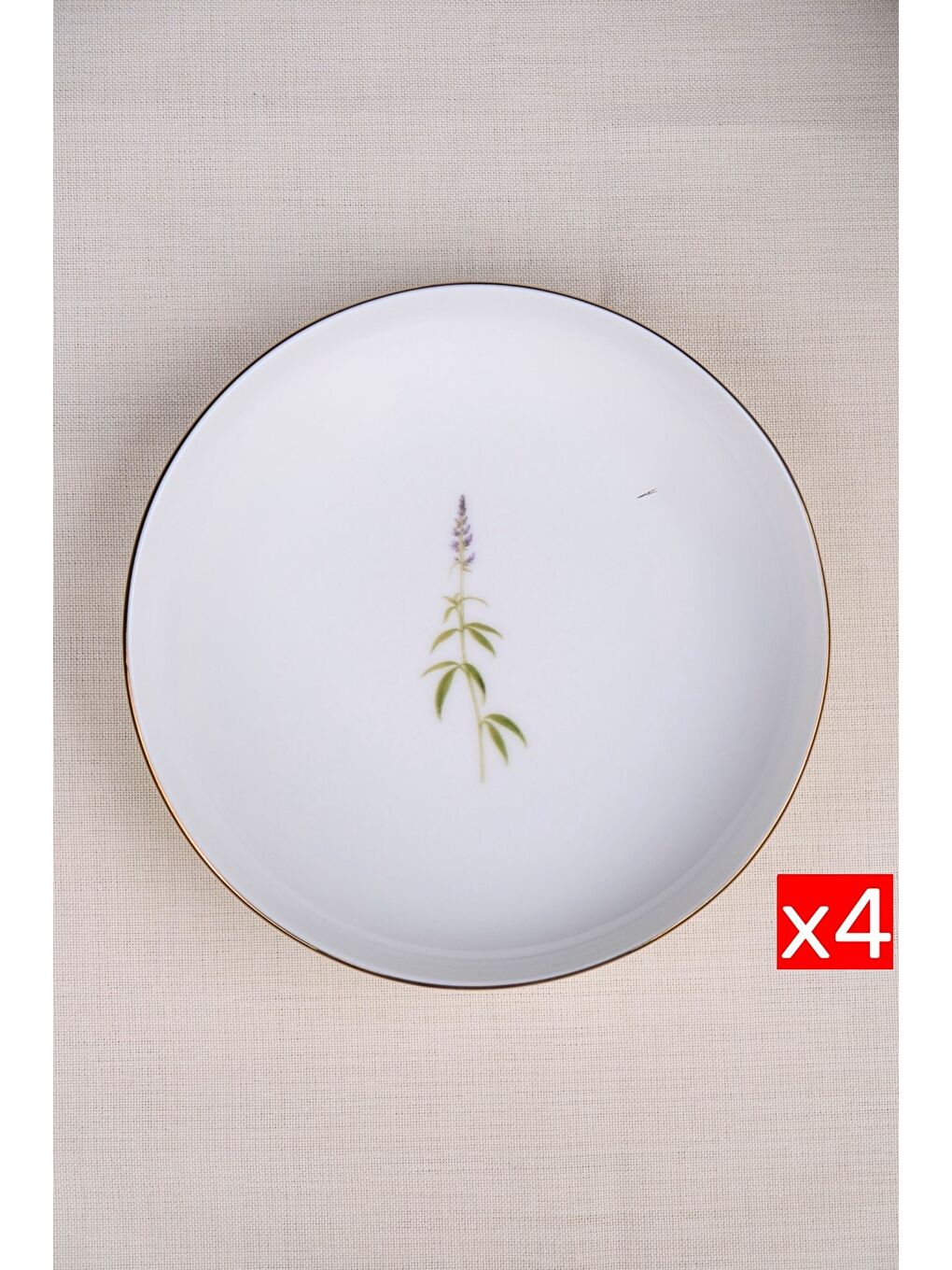 Karışık Porselen Natura Salkım Altın Yaldız Çukur Tabak 18,50cm 4 lü