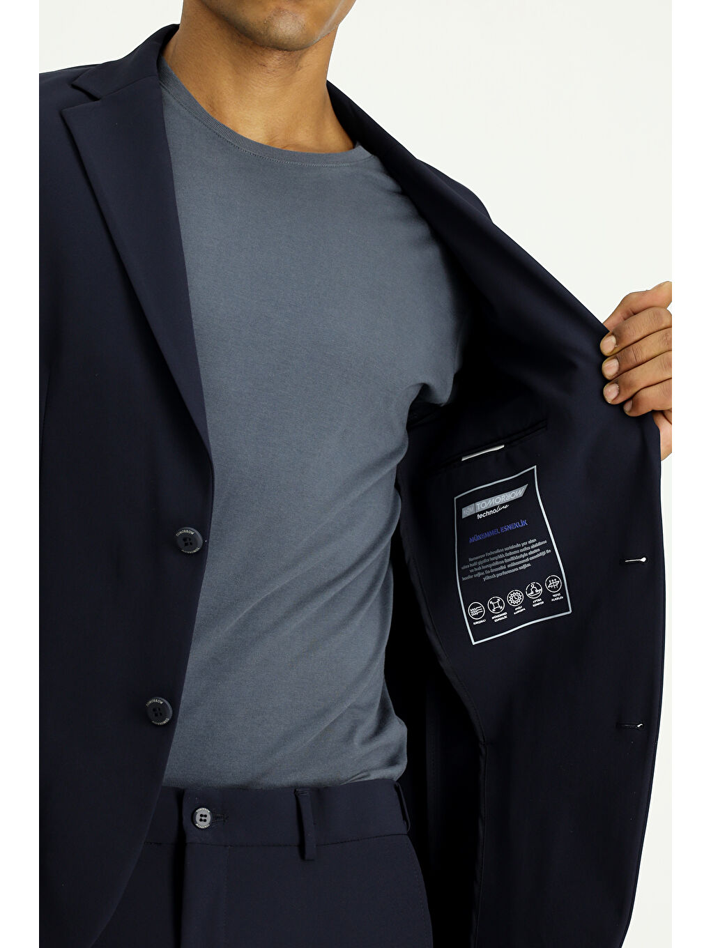 Lacivert Techno-Line Super Slim Fit Ekstra Dar Kesim Klasik Takım Elbise-7