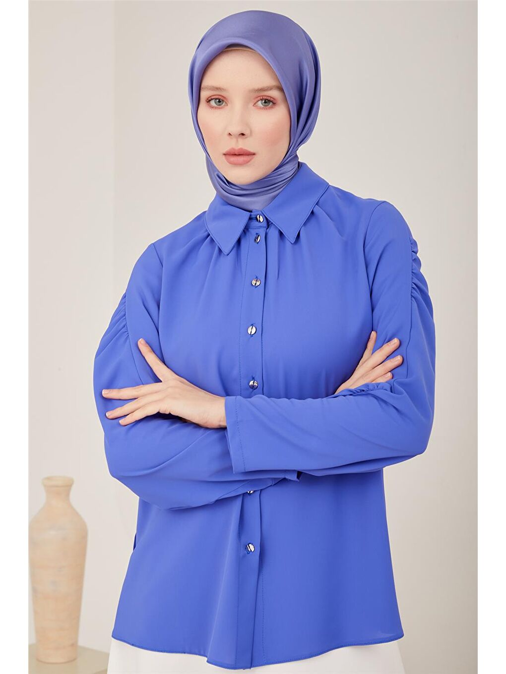 Mor Büzgü Detaylı Gömlek 23Y3317-2