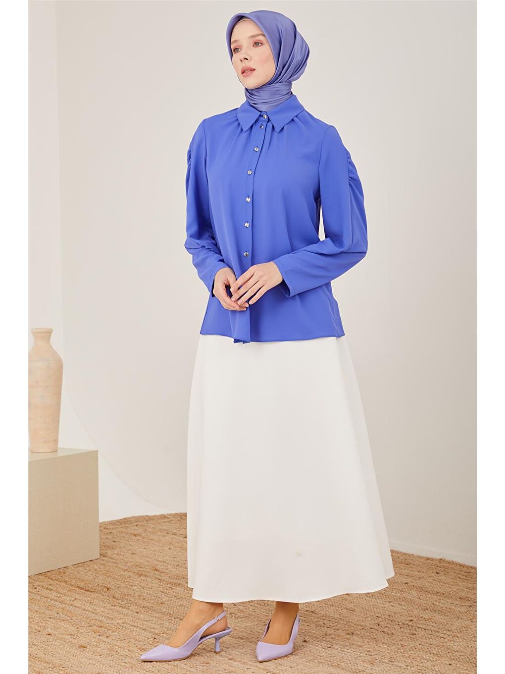 Mor Büzgü Detaylı Gömlek 23Y3317-3