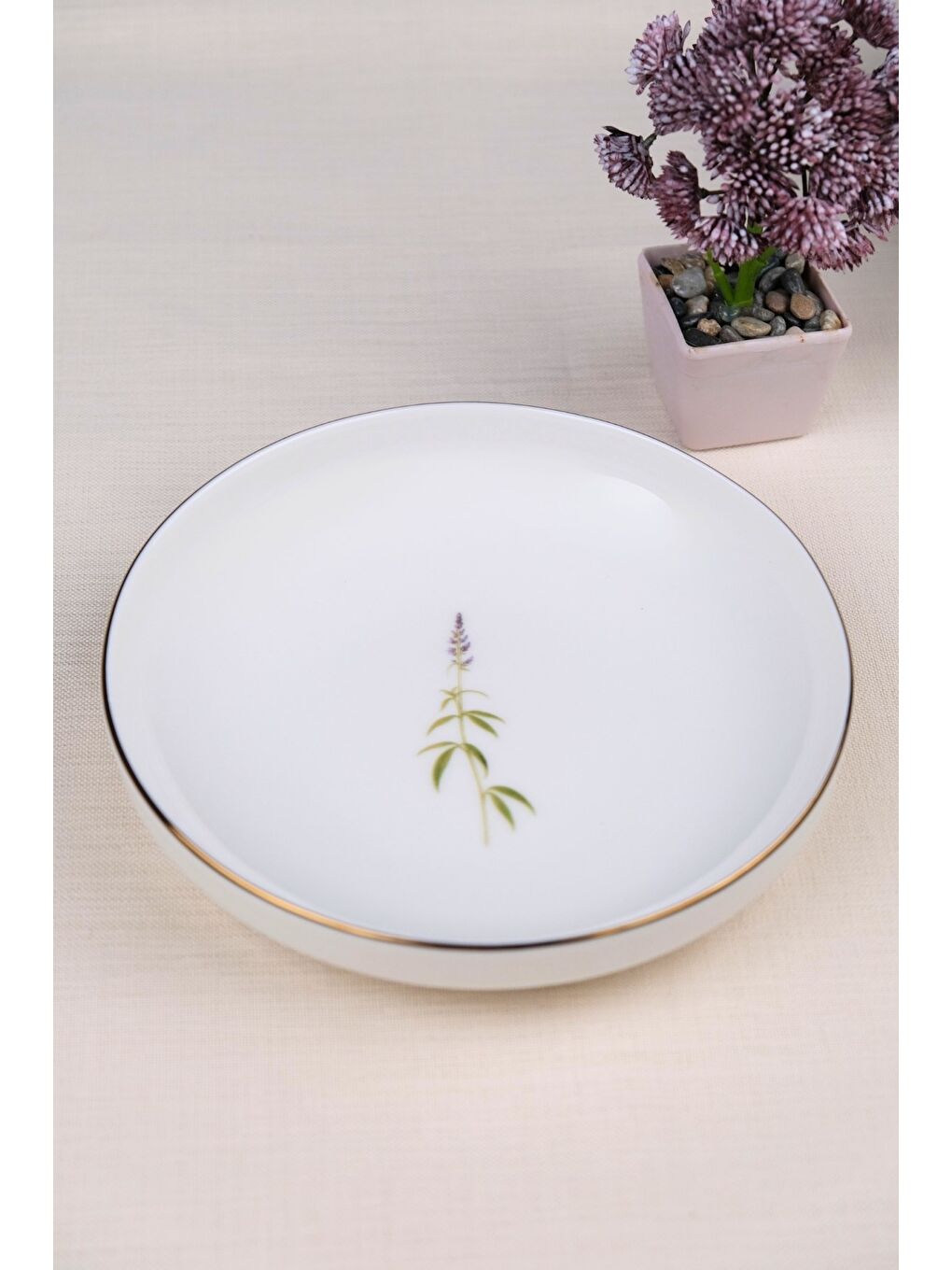 Karışık Porselen Natura Salkım Altın Yaldız Çukur Tabak 18,50cm 6 lı-2