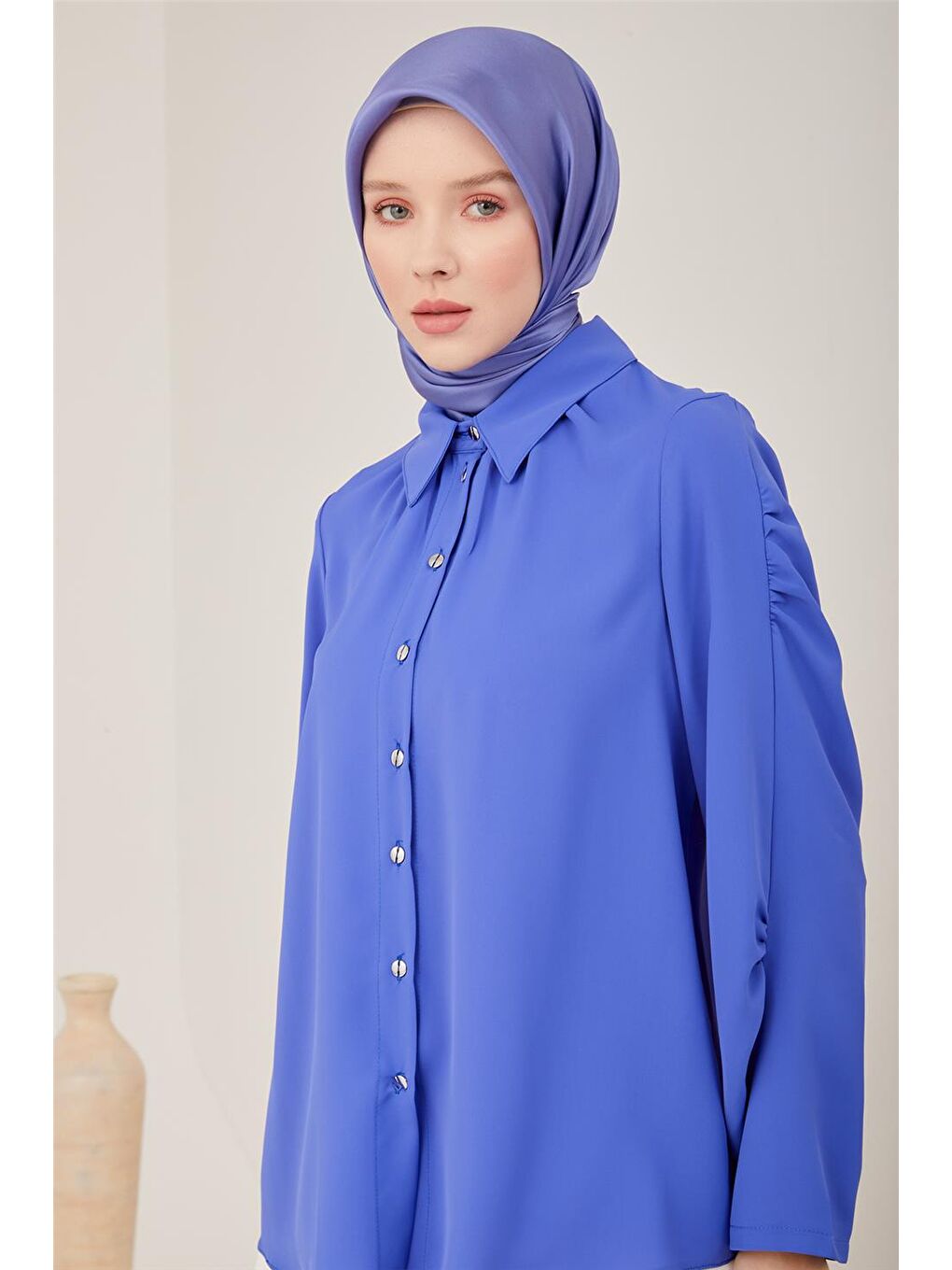 Mor Büzgü Detaylı Gömlek 23Y3317-4