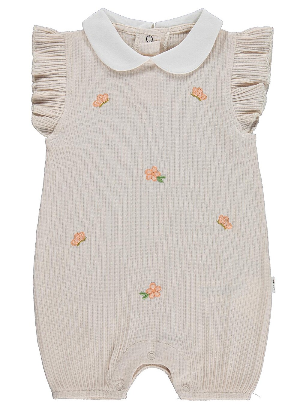 Baby Çiçek Nakış 6-18 Ay Tulum - Bej