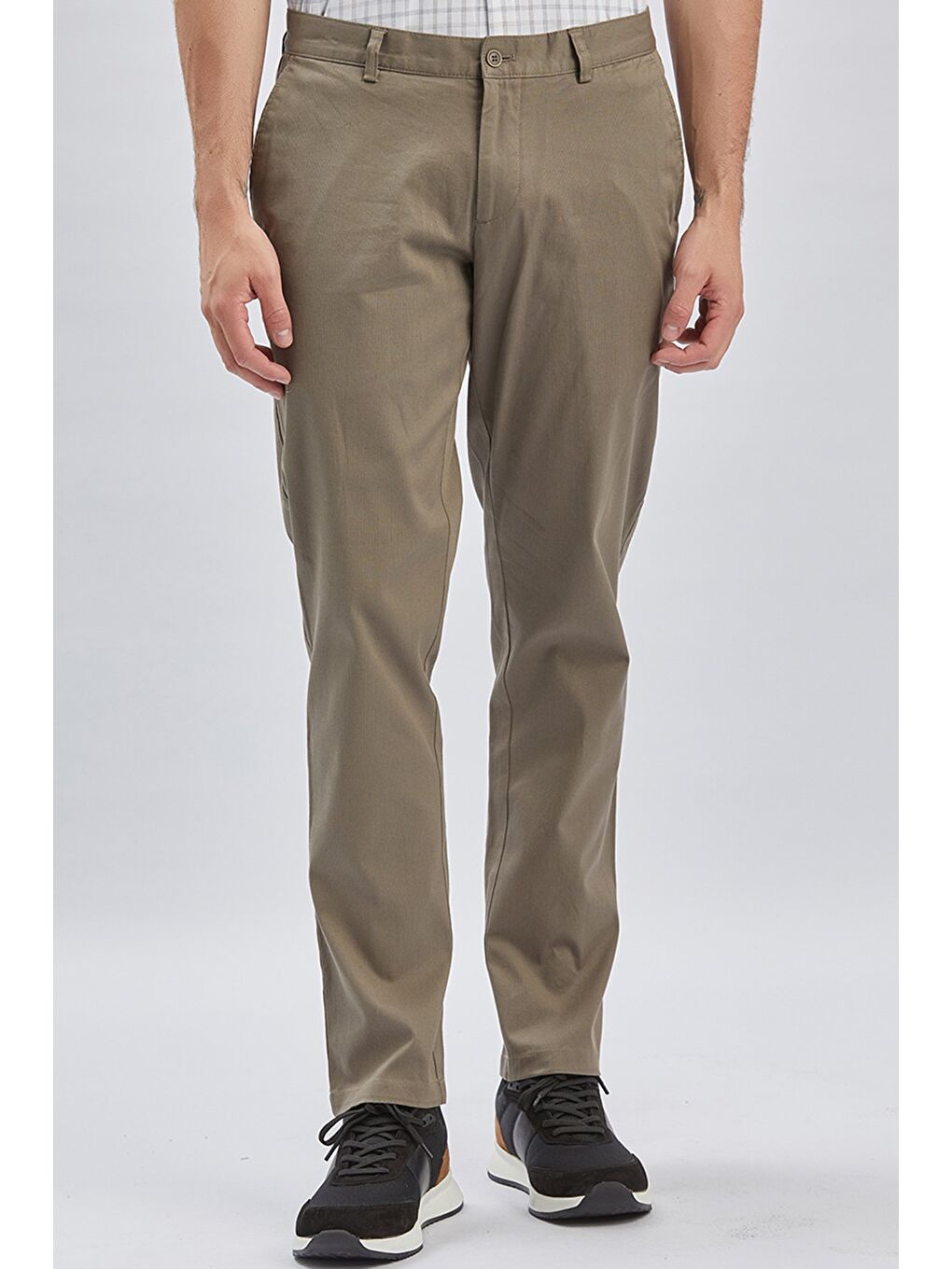 Haki Pamuklu Yandan Cepli Casual Comfort Fit Chino Pantolon 1003240160