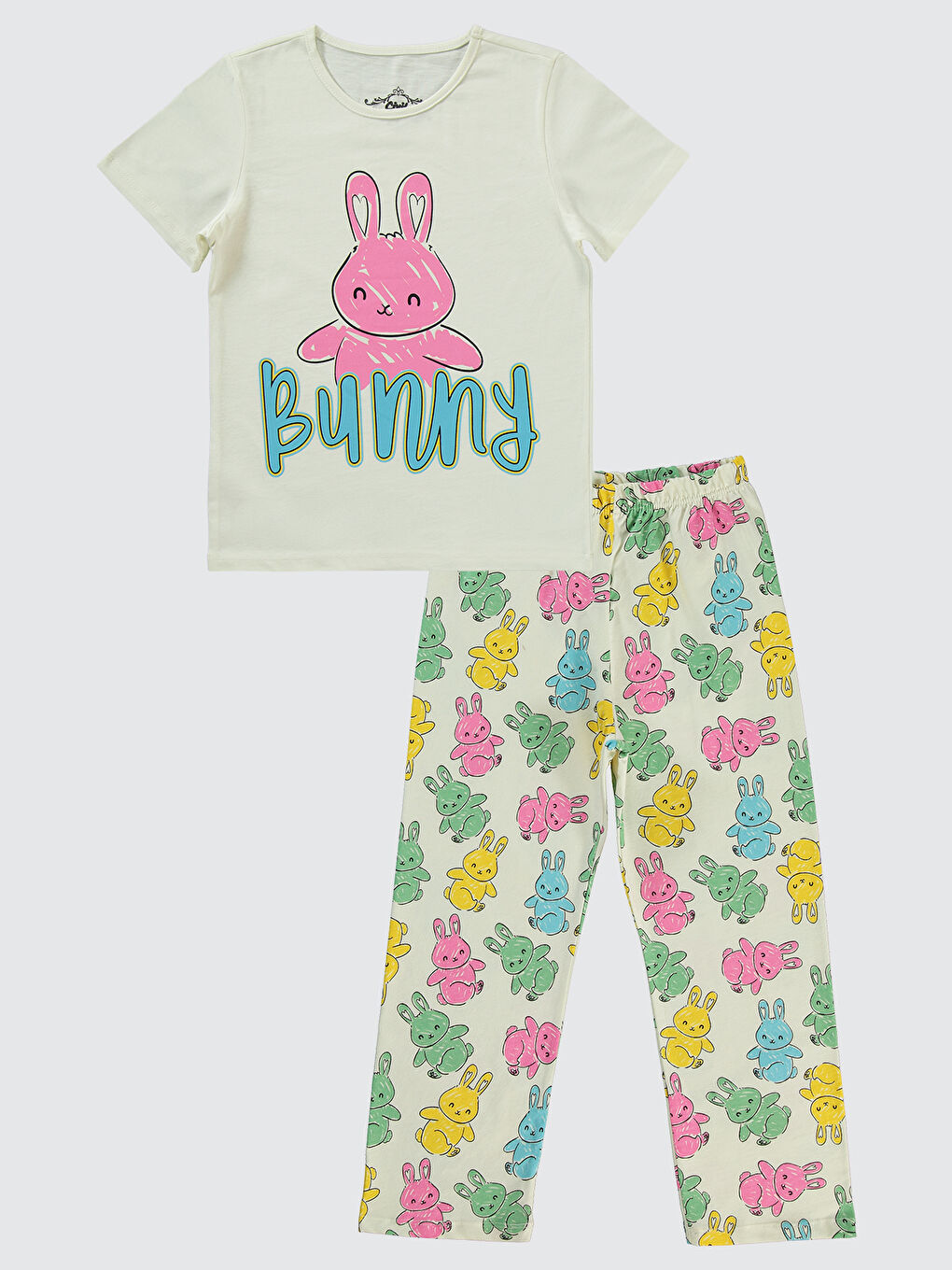 Grils Kız Çocuk Pijama Takımı 6-9 Yaş Ekru