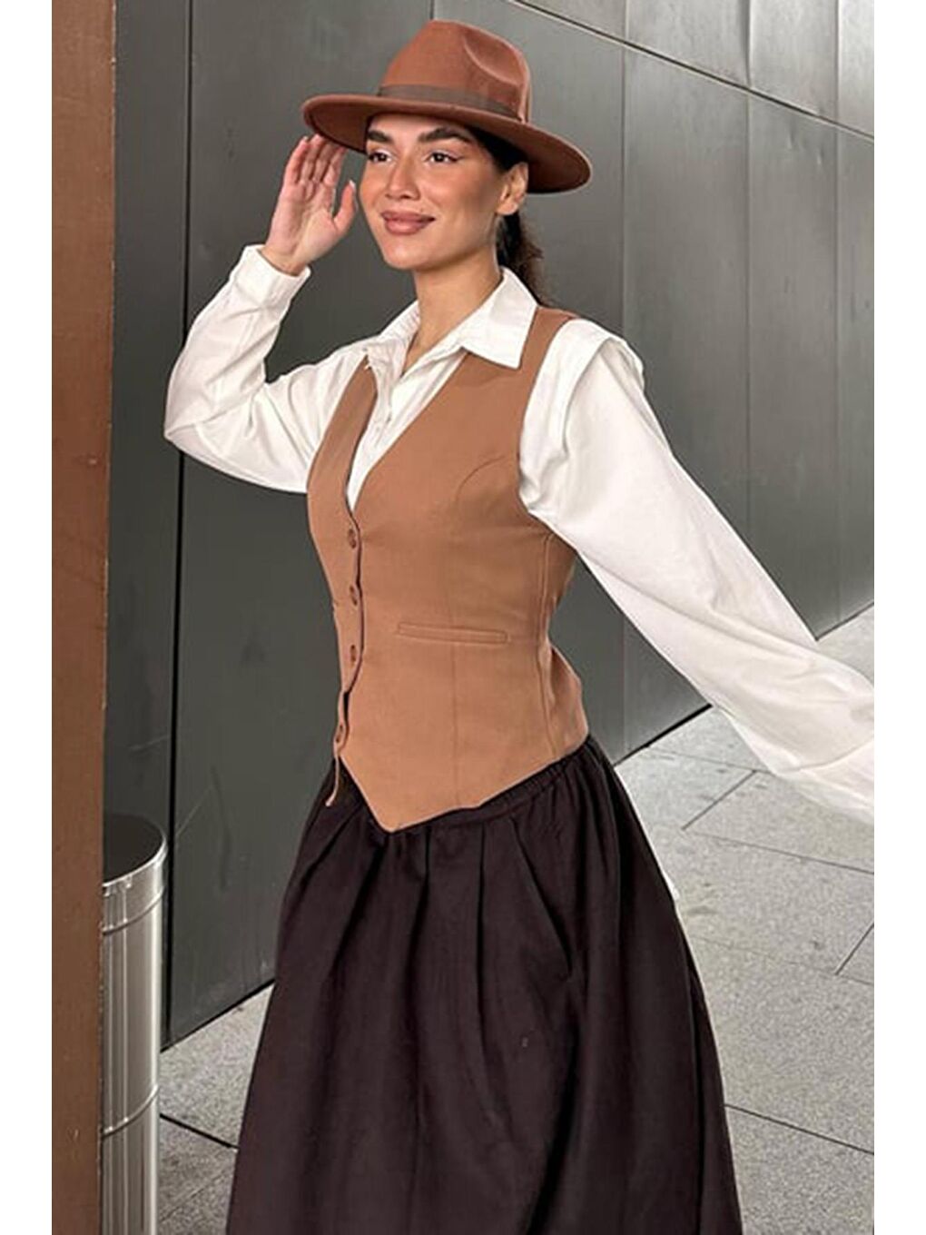 Bej Vizon Kadın Yelek Mg2332-1