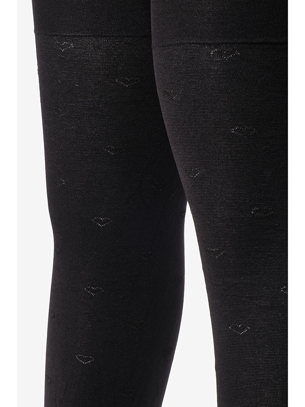 Siyah Minik Kalp Desenli Kız Çocuk Külotlu Çorap-1