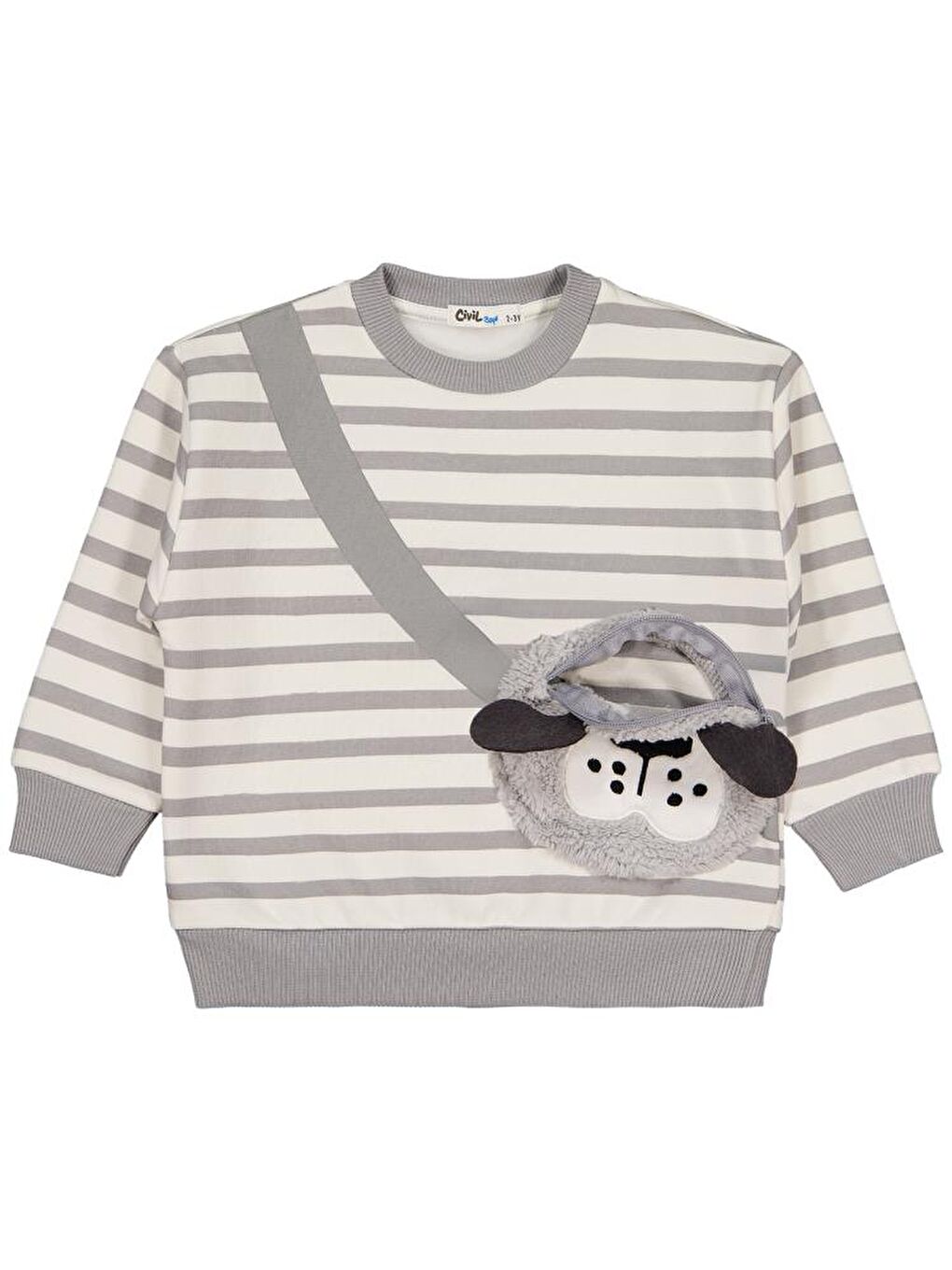 Gri Boys Köpek Çantalı 2-5 Yaş Sweatshirt