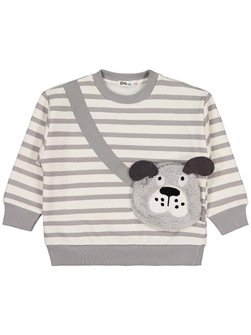 Gri Boys Köpek Çantalı 2-5 Yaş Sweatshirt-2